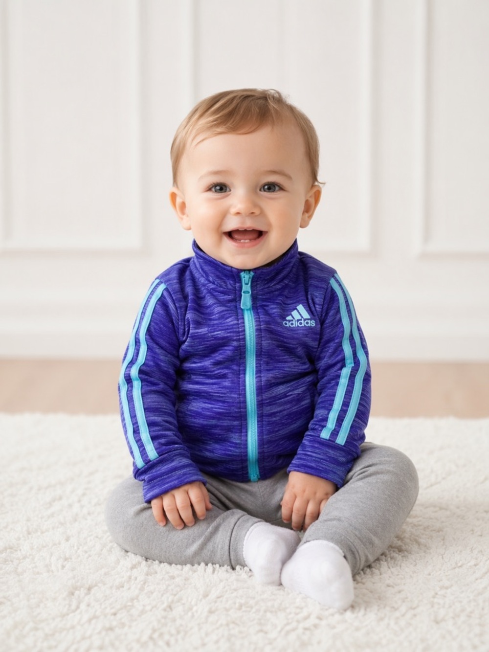 Adidas Youth Tracksuit Jacket Kids Toddler Size 12 Months Purple Teal